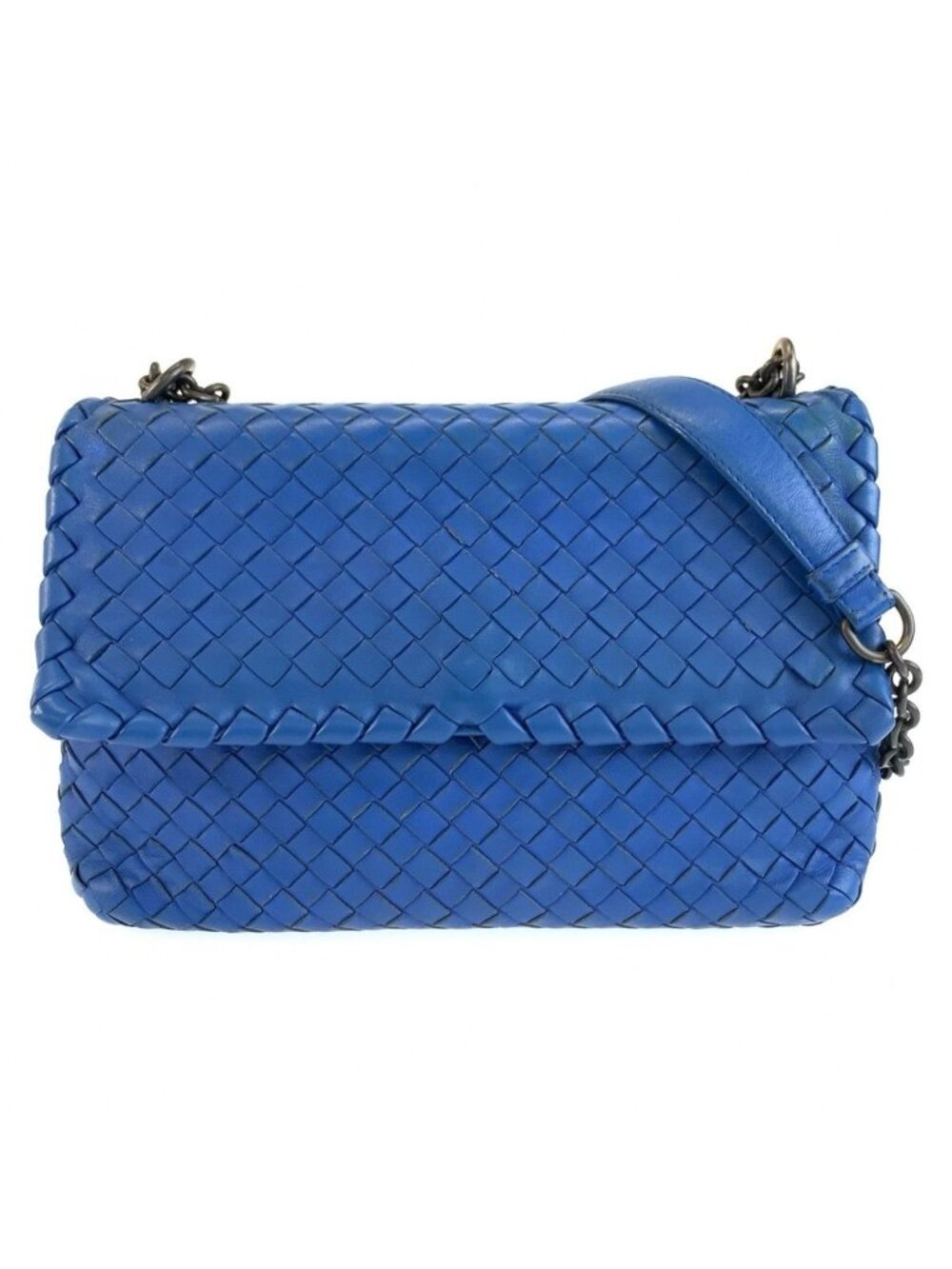 Bottega Veneta Intrecciato Olympia Blue Chain Shoulder Bag